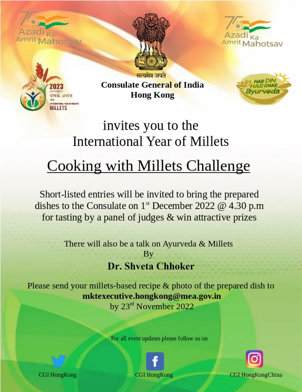 Cooking with Millets Challenge on 1st December 2022